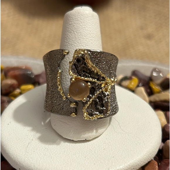 Artistic Silver Band wit Citrine Stone - Picture 4 of 6